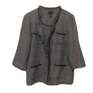 T. Milano, Open, 4-Pocket Front, Kimono Sleeves, Suit Coat, Black/White, 18W